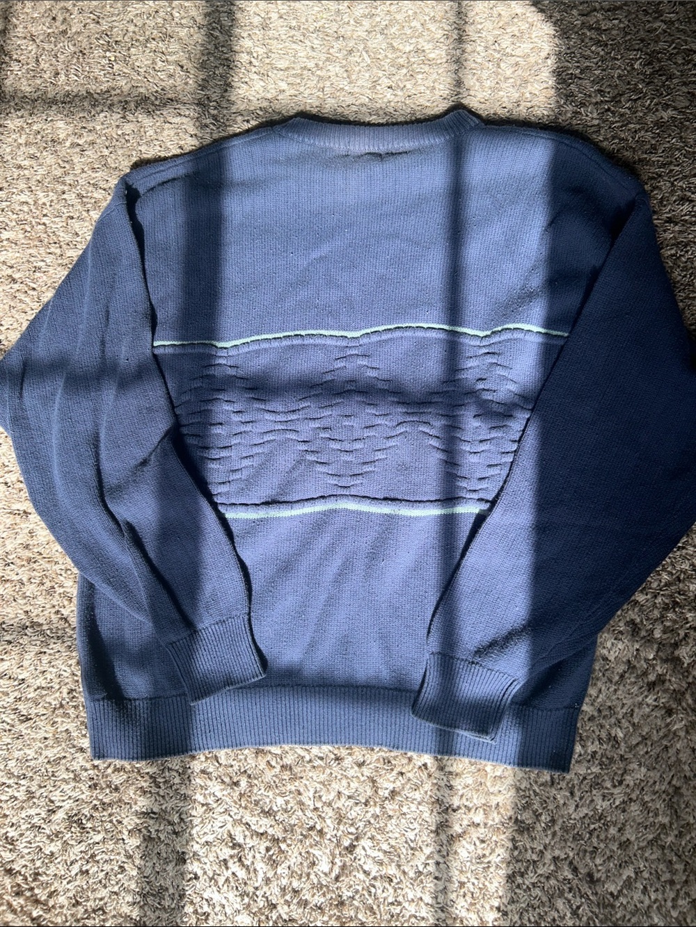 Men’s Vintage Reebok Golf 100% Cotton Blue Textured Crewneck Sweater - Size XL - Picture 5 of 5